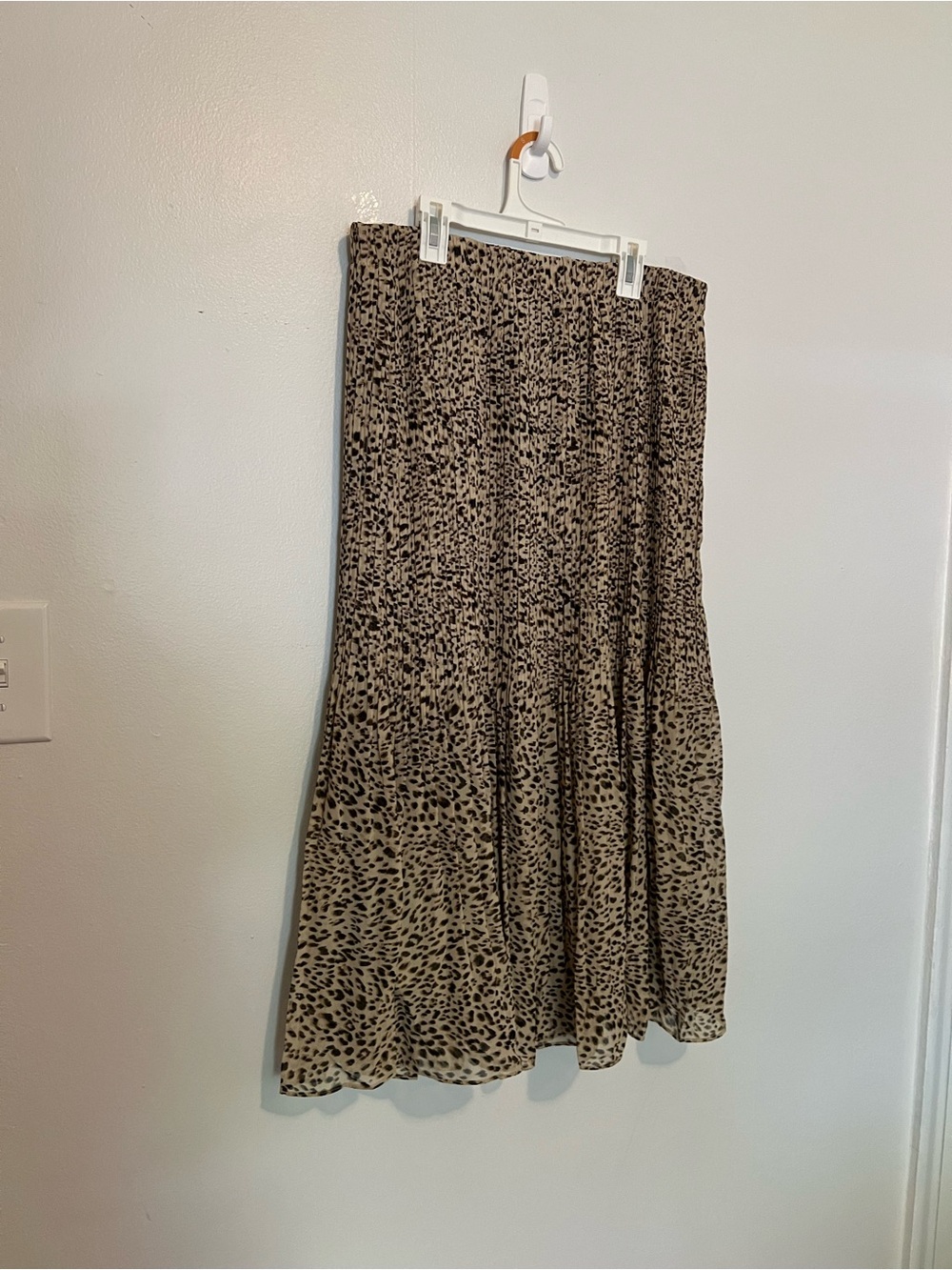 WD.NY Beige and Black Leopard Midi Skirt
